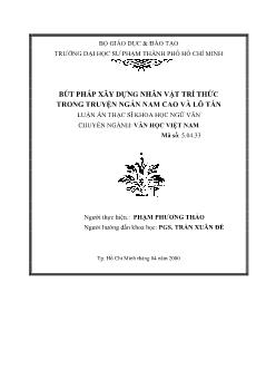 Bút pháp xây dựng nhân vật trí thức trong truyện ngắn Nam Cao và Lỗ Tấn trong truyện ngắn Nam Cao và Lỗ Tấn