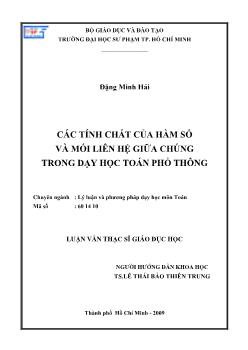 Các tính chất của hàm số và mối liên hệ giữa chúng trong dạy học môn toán phổ thông