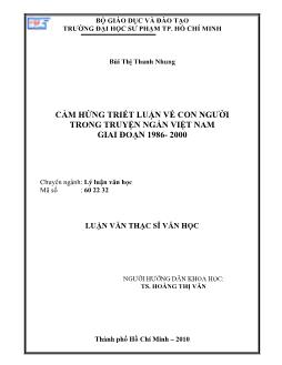 Cảm hứng triết luận về con người trong truyện ngắn Việt nam giai đoạn 1986 - 2000