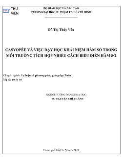 Casyopée và việc dạy học khái niệm hàm số trong môi trường tích hợp nhiều cách biểu diễn hàm số