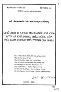 Chế định thương mại hàng hóa của WTO và khả năng thích ứng của Việt Nam trong tiến trình gia nhập