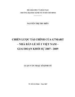 Chiến lược tài chính của G7MART – Nhà bán lẻ số 1 Việt Nam giai đoạn khởi sự 2007 - 2009