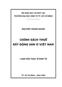 Chính sách thuế bất động sản ở Việt Nam