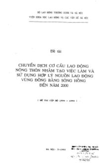 Chuyển dịch cơ cấu lao động nông thôn nhằm tạo việc làm và sử dụng hợp lý nguồn lao động đồng bằng Sông Hồng đến năm 2000