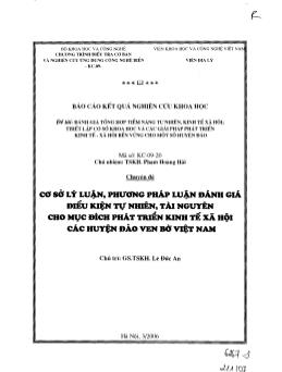 Cơ sở lý luận, phương pháp luận đánh giá điều kiện tự nhiên, tài nguyên cho mục đích phát triển kinh tế xã hội các huyện đảo ven bờ Việt Nam