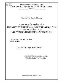 Con người nhân văn trong tiến trình văn học trung đại qua thơ Nguyễn Trãi, Nguyễn Bỉnh Khiêm và Nguyễn Du