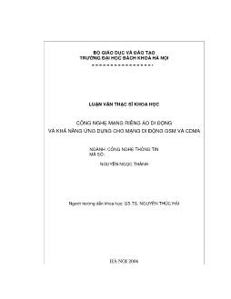 Công nghệ mạng riêng ảo di động và khả năng ứng dụng cho mạng di động GSM và CDMA
