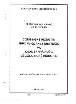 Công nghệ thông tin phục vụ quản lý nhà nước và quản lý nhà nước về công nghệ thông tin