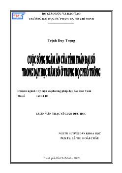 Cuộc sống ngầm ẩn của tính toán đại số trong dạy học hàm số ở Trung học phổ thông (THPT)
