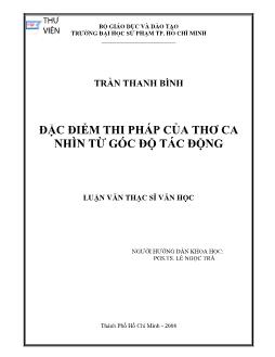 Đặc điểm thi pháp của thơ ca nhìn từ góc độ tác động