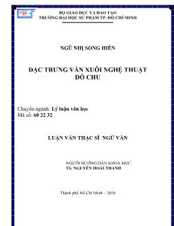 Đặc trưng văn xuôi nghệ thuật Đỗ Chu