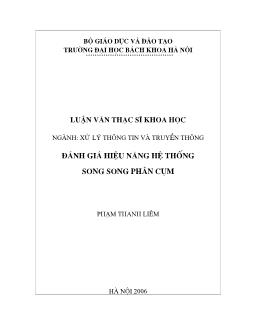 Đánh giá hiệu năng hệ thống song song phân cụm