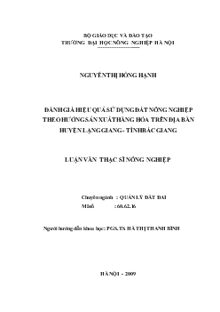 Đánh giá hiệu quả sử dụng đất nông nghiệp theo hướng sản xuất hàng hóa trên địa bàn huyện Lạng Giang - Tỉnh Bắc Giang