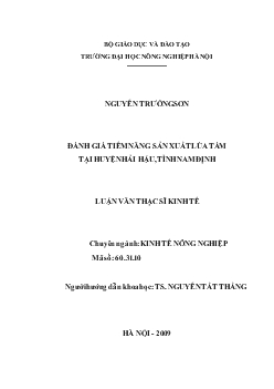 Đánh giá tiềm năng sản xuất lúa Tám tại huyện Hải Hậu, Nam Định