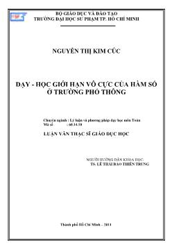 Dạy - Học giới hạn vô cực của hàm số ở trường phổ thông