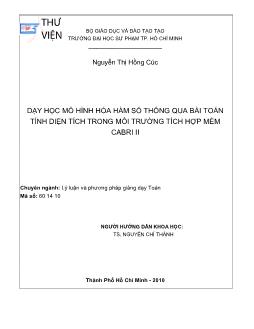 Dạy học mô hình hóa hàm số thông qua bài toán tính diện tích trong môi trường tích hợp mềm Cabri II