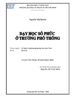 Dạy học số phức ở trường Phổ Thông