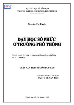 Dạy học số phức ở trường Phổ Thông