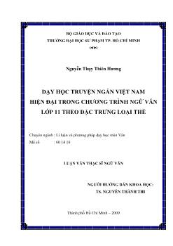 Dạy học truyện ngắn Việt Nam hiện đại trong chương trình ngữ văn lớp 11 theo đặc trưng loại thể