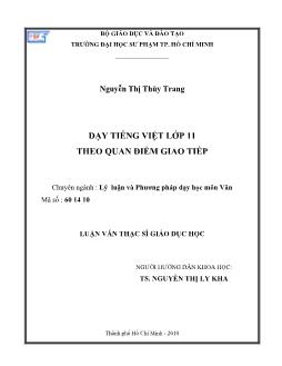 Dạy tiếng Việt lớp 11 theo quan điểm giao tiếp