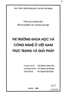 Đề tài Tổng quan khoa học cấp bộ: Thị trường khoa học và công nghệ ở Việt Nam và giải pháp