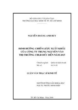 Định hướng chiến lược xuất khẩu của Công ty Trung Nguyên vào thị trường CHLB Đức đến năm 2015