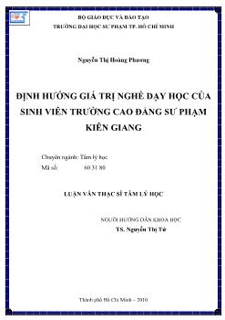 Định hướng giá trị nghề dạy học của sinh viên trường Cao đẳng Sư phạm Kiên Giang