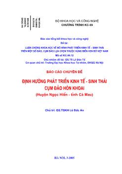 Đinh hướng phát triển kinh tế - Sinh thái cụm đảo Hòn Khoai (Huyện Ngọc Hiển - Cà Mau)