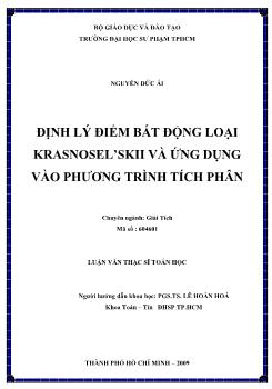 Định lý điểm bất động loại Krasnosel`skii và ứng dụng vào phương trình tích phân