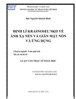 Định lý krasnosel`skii về ánh xạ nén và giãn mặt nón và ứng dụng
