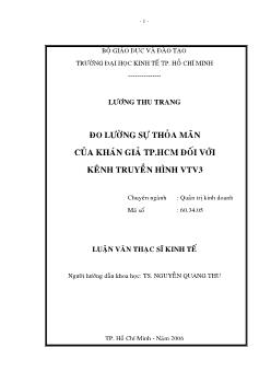 Đo lường sự thỏa mãn của khán giả TP.HCM đối với kênh truyền hình VTV3