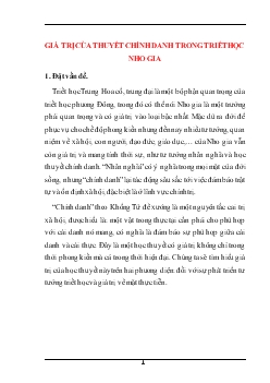 Giá trị của thuyết chính danh trong triết học nho gia