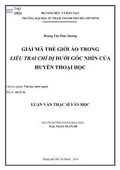 Giải mã thế giới ảo trong liêu trai chí dị dưới góc nhìn của huyền thoại học