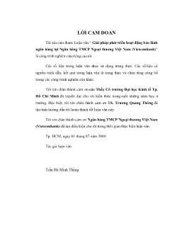 Giải pháp phát triển hoạt động bảo lãnh Ngân hàng tại Ngân hàng Thương mại cổ phần Ngoại Thương Việt Nam (Vietcombank)