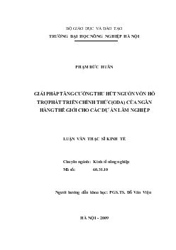 Giải pháp tăng cường thu hút nguồn vốn hỗ trợ phát triển chính thức (ODA) của Ngân hàng Thế giới cho các dự án Lâm nghiệp