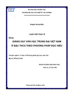 Giảng dạy văn học trung đại Việt Nam ở bậc trung học cơ sở theo phương pháp đọc hiểu