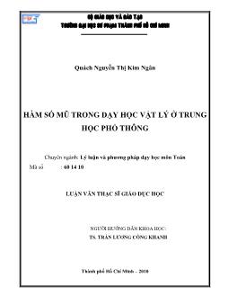 Hàm số mũ trong dạy học Vật Lý ở trường Trung học phổ thông (THPT)