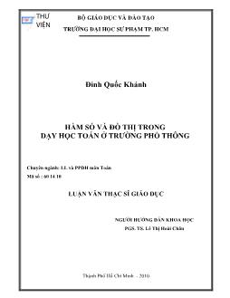 Hàm số và đồ thị trong dạy học toán ở trường phổ thông