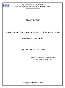 Hàm Zeta của Riemann và định lý số nguyên tố