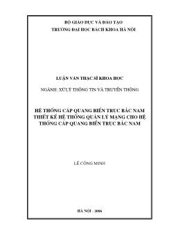 Hệ thống cáp quang biển trục Bắc Nam thiết kế hệ thống quản lý mạng cho hệ thống cáp quang biển trục Bắc Nam