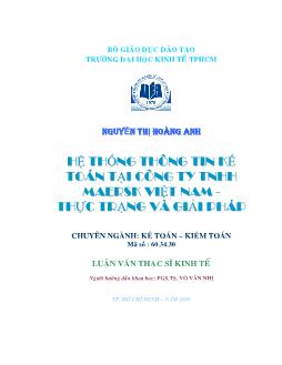 Hệ thống thông tin kế toán tại Công ty TNHH Macrsk Việt Nam - Thực trạng và giải pháp