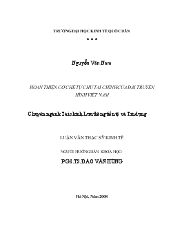 Hoàn thiện cơ chế tự chủ tài chính của Đài truyền hình Việt Nam