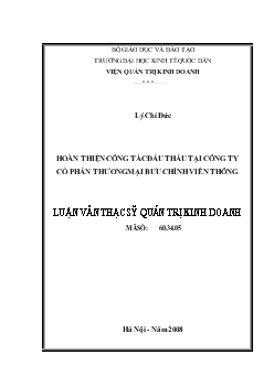 Hoàn thiện công tác đấu thầu tại Công ty Cổ phần Thương mại Bưu chính Viễn thông