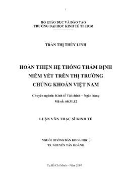 Hoàn thiện hệ thống thẩm định niêm yết trên thị trường chứng khoán Việt Nam