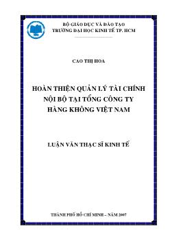 Hoàn thiện quản lý tài chính nội bộ tại Tổng Công ty Hàng không Việt Nam