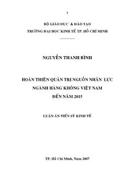 Hoàn thiện quản trị nguồn nhân lực ngành Hàng không Việt Nam đến năm 2015