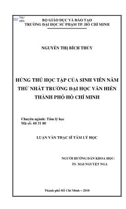 Hứng thú học tập của sinh viên năm thứ nhất trường Đại học Văn Hiến Thành phố Hồ Chí Minh