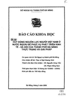 Huy động nguồn lực người Việt Nam ở nước ngoài để phát triển kinh tế -Xã hội của thành phố Đà Nẵng thực trạng và giải pháp