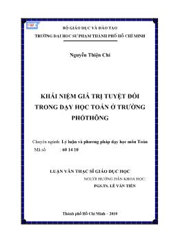 Khái niệm giá trị tuyệt đối trong dạy học toán ở trường phổ thông