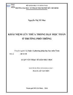 Khái niệm lũy thừa trong dạy học Toán ở trường phổ thông